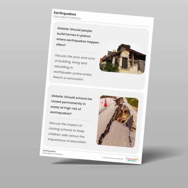 An image of the Earthquakes Geography Discussion Problems Resource