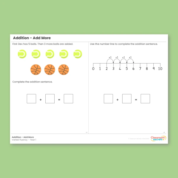 Year 1 Addition Add More Addition and Subtraction within 10 Varied Fluency