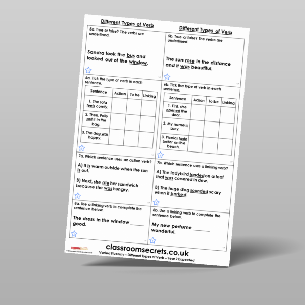Year 2 Different Types Of Verbs Varied Fluency Resource | Classroom Secrets