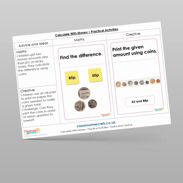 An image of the Calculate with Money Practical Activities Resource