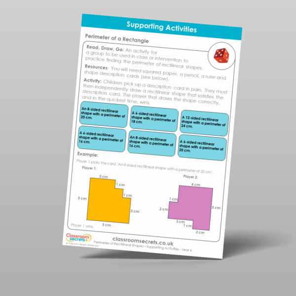 Year 4 Perimeter Of Rectilinear Shapes Supporting Activity Resource ...