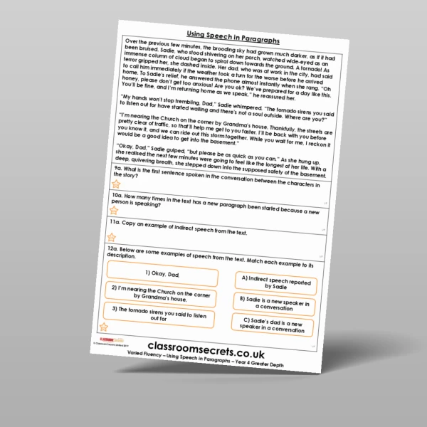 An image of the Using Speech in Paragraphs Varied Fluency Resource