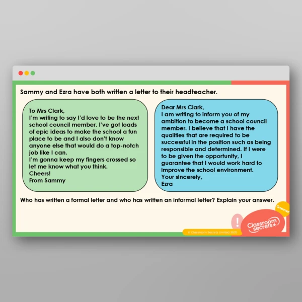 An image of the Consolidating Formal and Informal Writing Teaching PPT Resource