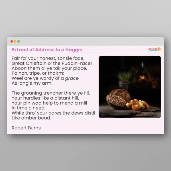 An image of the Burns Night Supper Whole School Assembly Resource