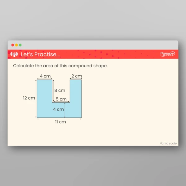 An image of the Area of Compound Shapes Teaching PPT Resource