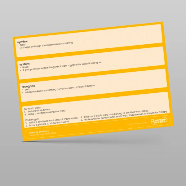 An image of the Spring 2 Week 1 Wake Up and Work Resource