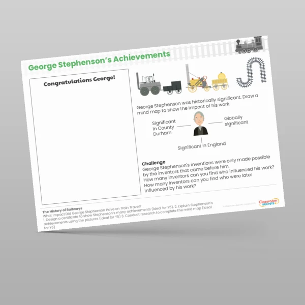 An image of the Lesson 2: What Impact Did George Stephenson Have on Train Travel? Worksheet Resource