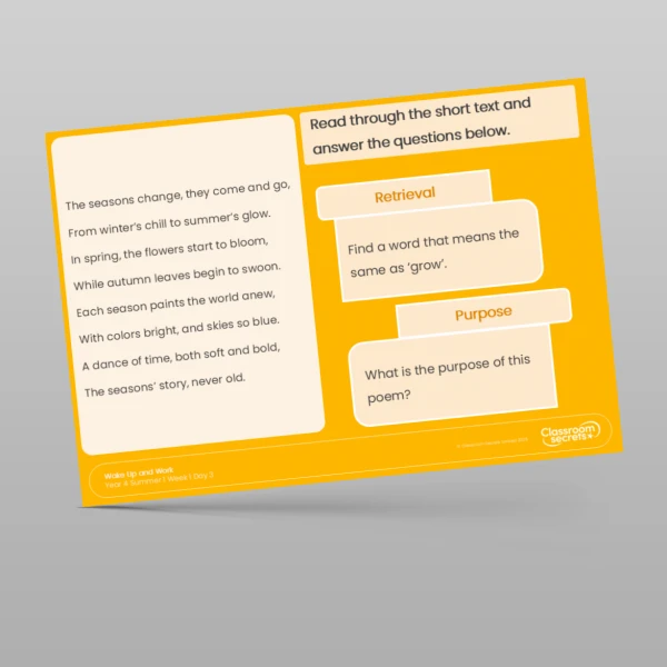 An image of the Summer 1 Week 1 Wake Up and Work Resource