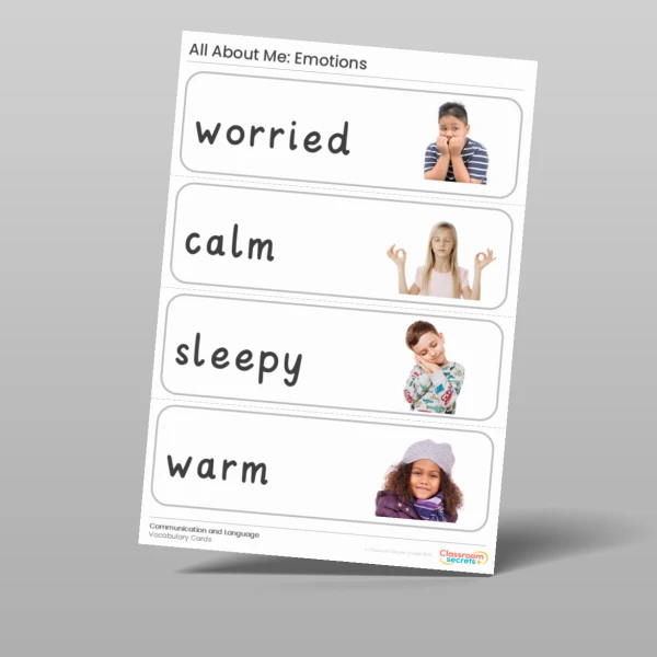 An image of the All About Me Emotions Vocabulary Cards Resource