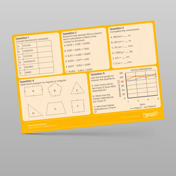 An image of the Autumn 1 Week 6 Wake Up and Work Resource