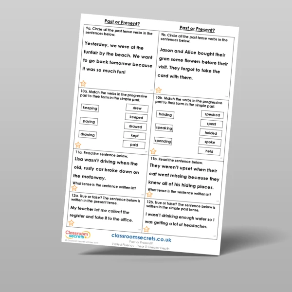 An image of the Free Past or Present? Varied Fluency Resource