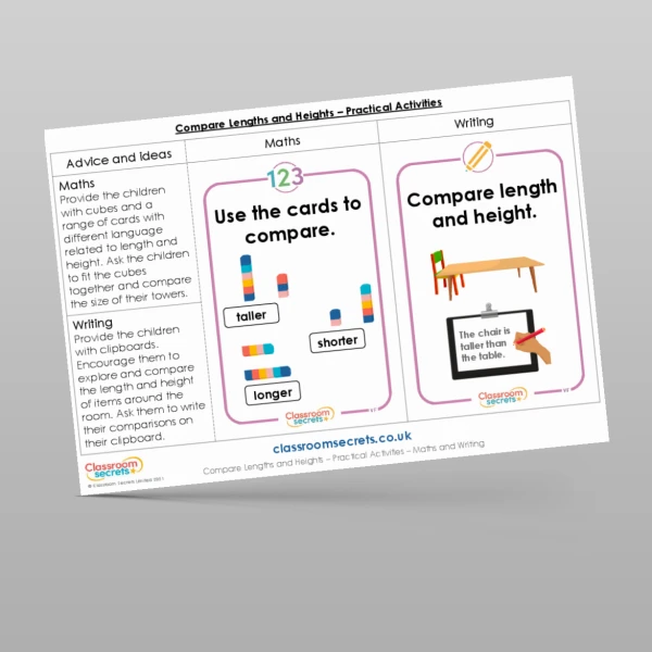 Year 1 Compare Lengths And Heights Practical Activities Resource Year 1 Compare Lengths And Heights Practical Activities Resource