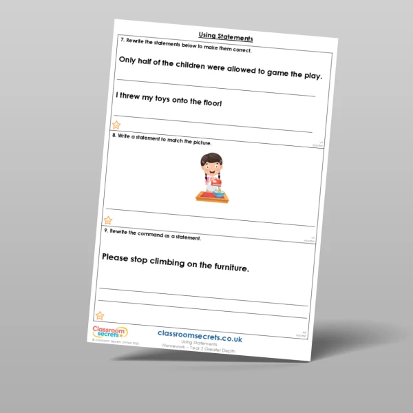 An image of the Using Statements Homework Resource