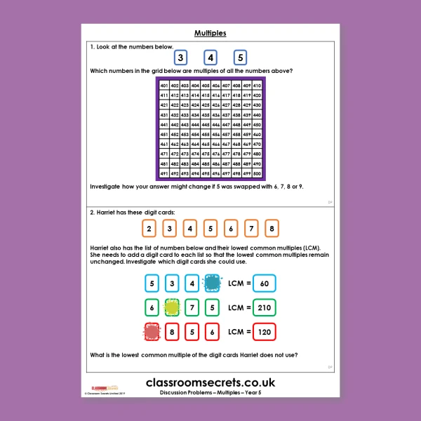 Year 5 Multiples Multiplication and Division A Deeper Reasoning Discussion Problem