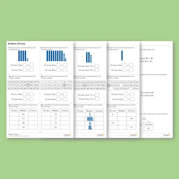 Year 2 10 More, 10 Less Addition and Subtraction Varied Fluency