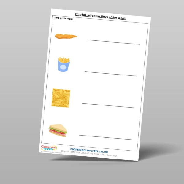 An image of the Capital Letters for Days of the Week Prior Learning Resource