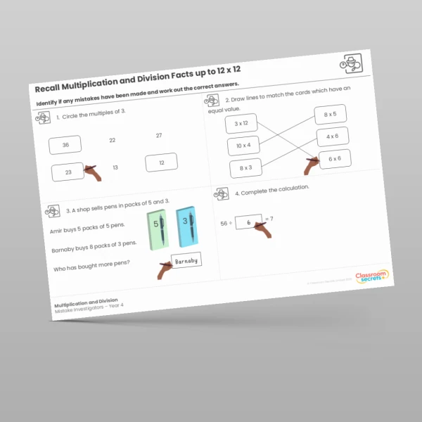 An image of the Multiplication and Division Mistake Investigators Resource