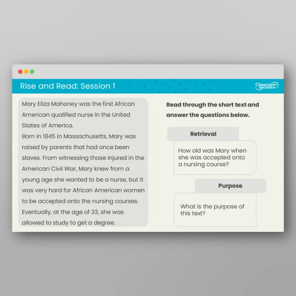 An image of the Rise and Read Mary Eliza Mahoney Resource