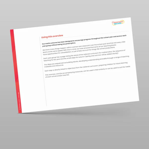 An image of the Classroom Secrets Maths Scheme Overview Resource