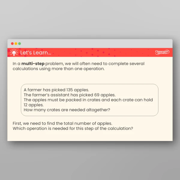 An image of the Solve Multi-Step Problems Teaching PowerPoint Resource
