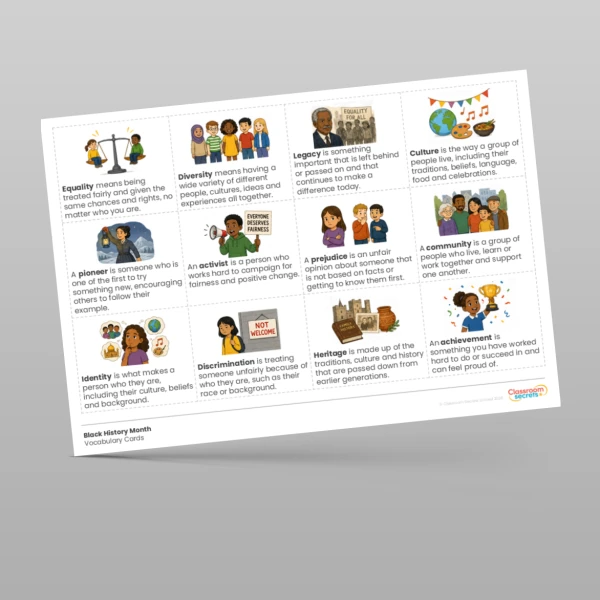An image of the Black History Month Vocabulary Resource