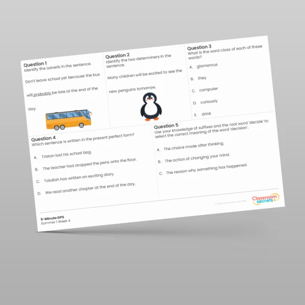 An image of the 5-Minute GPS Summer 1 Week 4 Resource