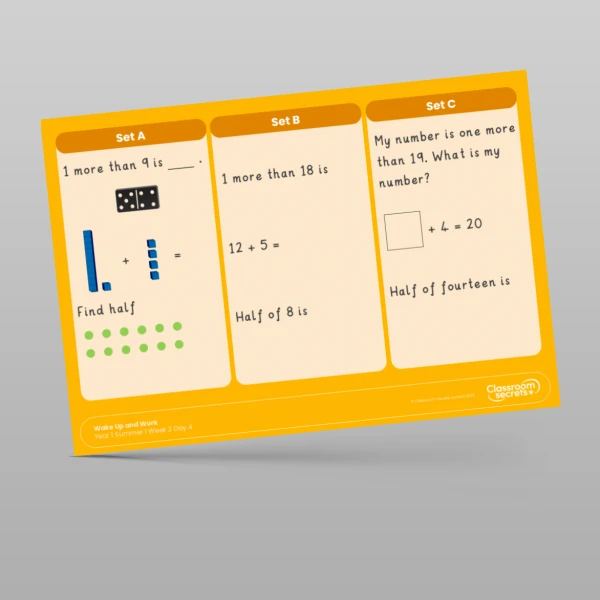 An image of the Summer 1 Week 2 Wake Up and Work Resource