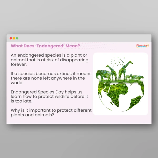An image of the Endangered Species Whole School Assembly PPT Resource