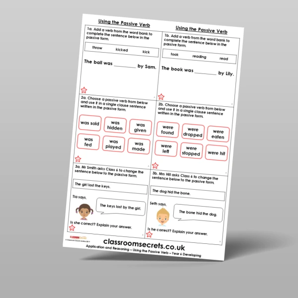 An image of the Using the Passive Verb Application and Reasoning Resource