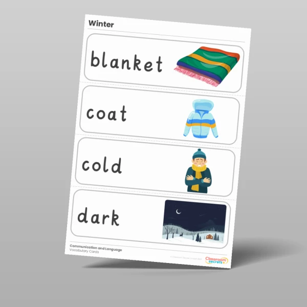 An image of the Winter Vocabulary Cards Resource