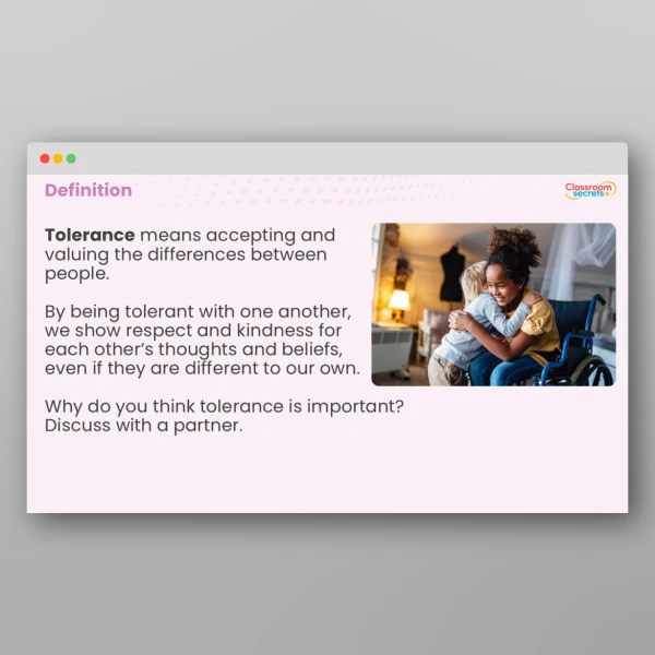 An image of the LKS2 Values - Tolerance Resource
