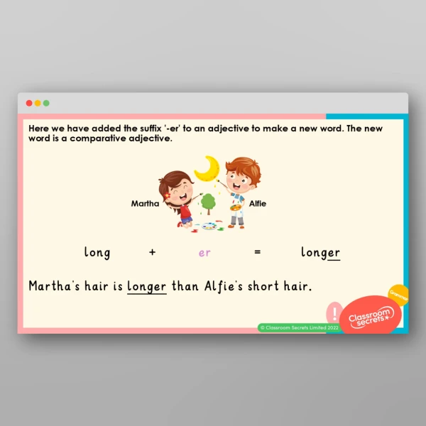 An image of the Suffixes for Comparative Adjectives Teaching PPT Resource