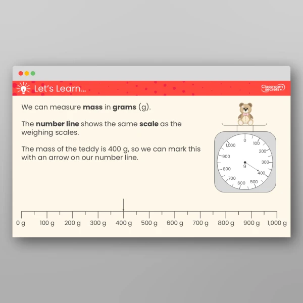 An image of the Measure Mass in Grams Teaching PPT Resource