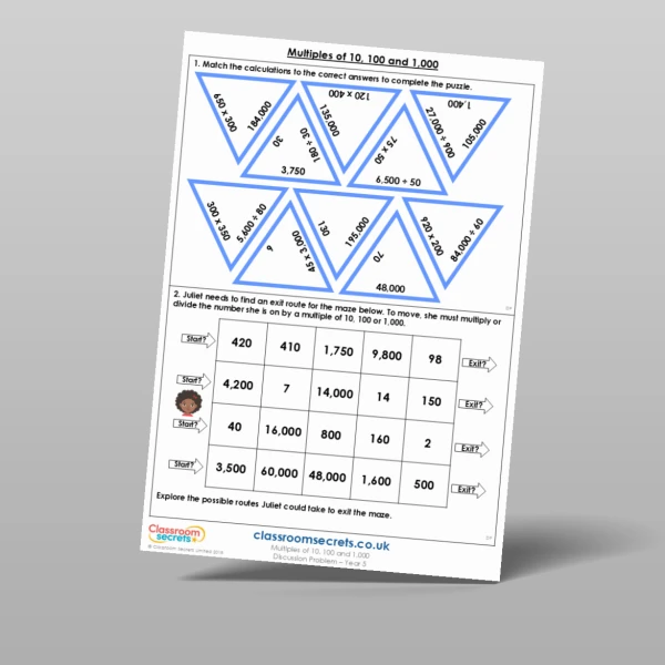 An image of the Multiples of 10, 100 and 1,000 Discussion Problem Resource