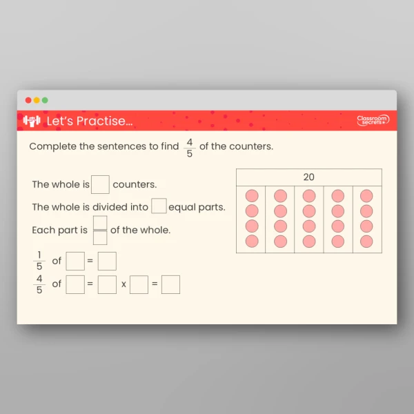 An image of the Non-Unit Fractions of a Set of Objects Teaching PPT Resource