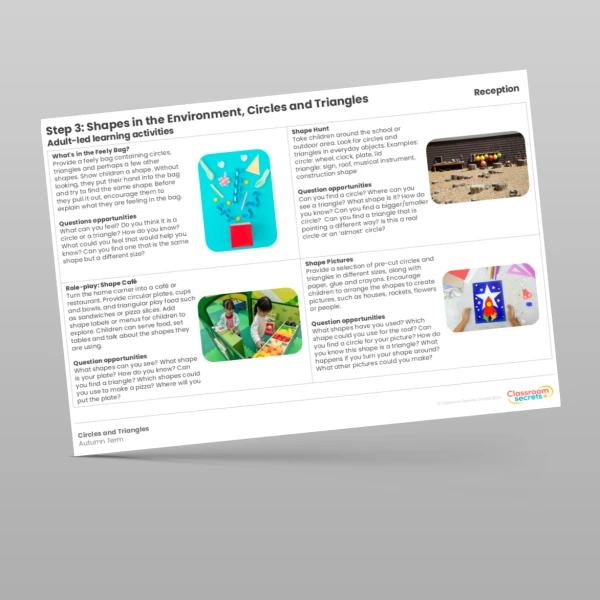 Reception Sign Eyfs Eyfs Wr Maths Aligned Planning Reception Step 3 Shapes In The ...