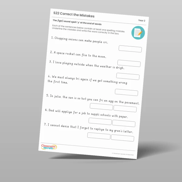 An image of the Spring 2 Week 1 Spelling - S22 - The /igh/ sound spelt ‘y’ at the end of words Resource