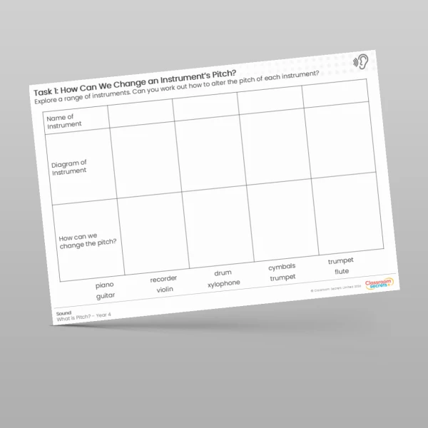An image of the How Can We Change an Instrument's Pitch? Worksheet Resource