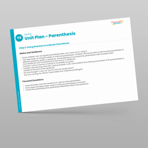 An image of the Parenthesis Unit Plan Resource