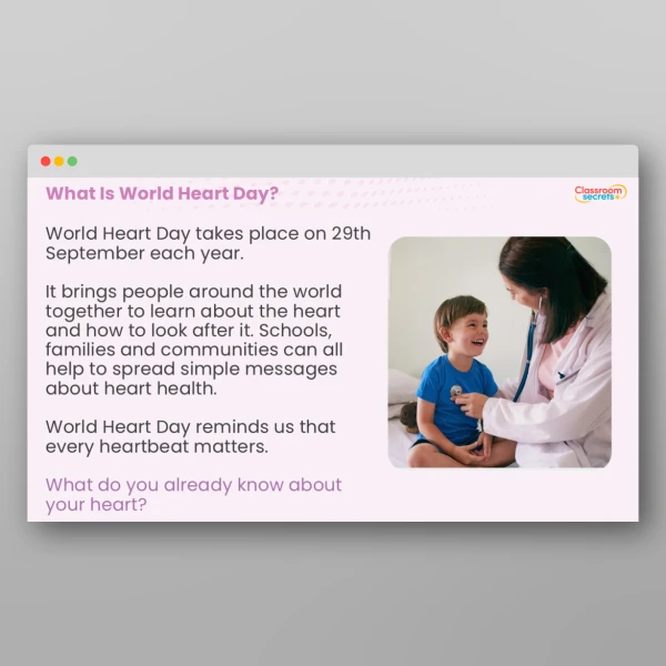 An image of the World Heart Day Whole School Assembly Resource