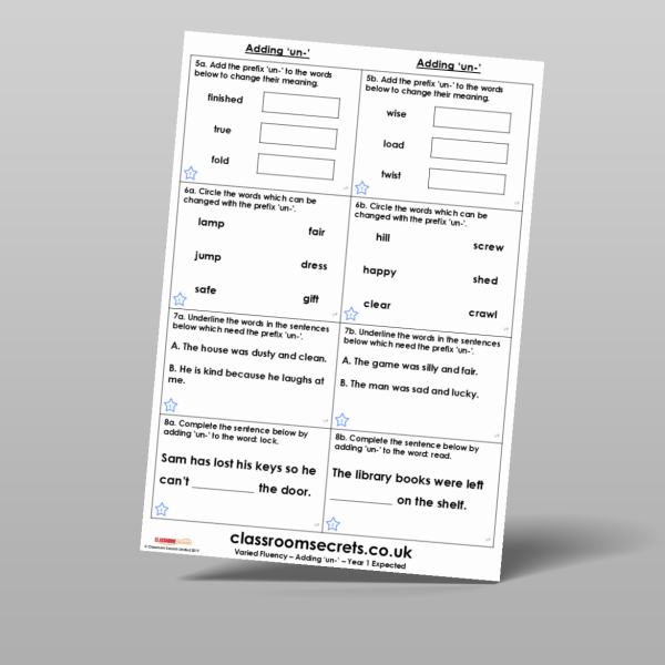 Year 1 Adding Un Varied Fluency Resource | Classroom Secrets