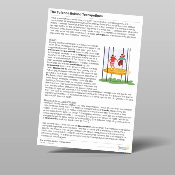 An image of the The Science Behind Trampolines Black Guided Reading Pack Resource