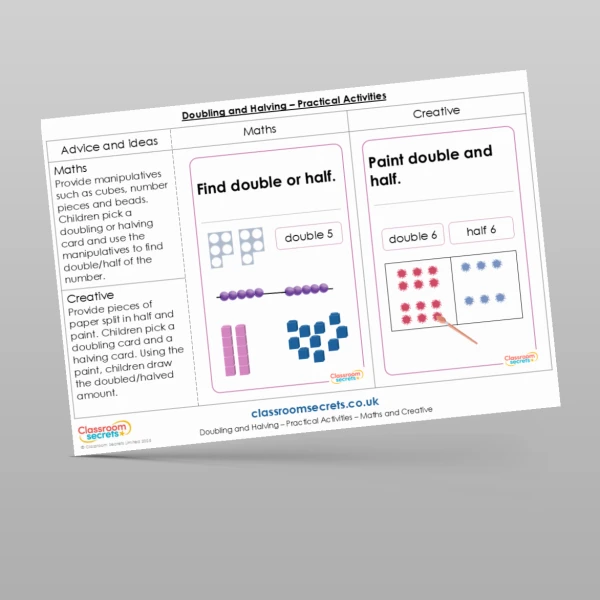 An image of the Doubling and Halving Practical Activities Resource