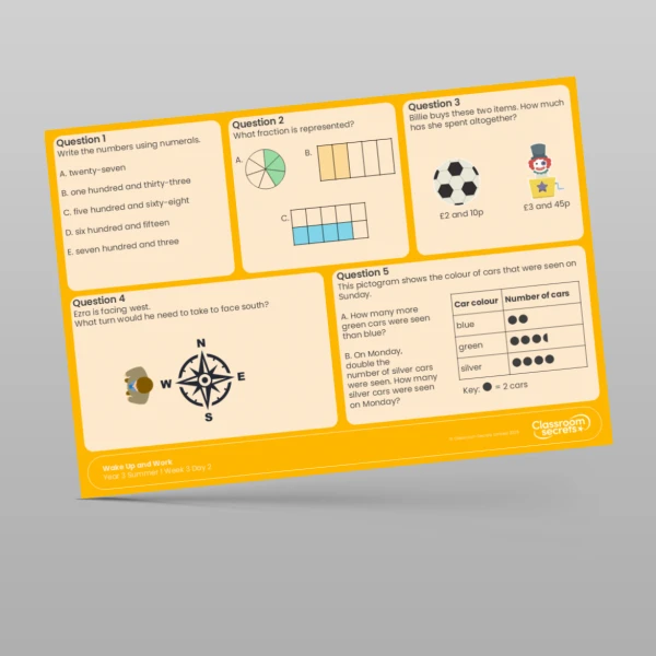 An image of the Summer 1 Week 3 Wake Up and Work Resource