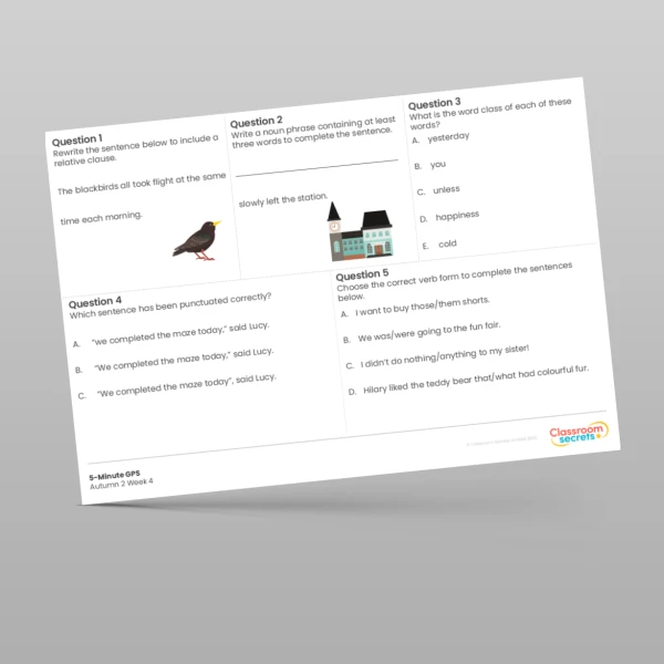 An image of the 5-Minute GPS Autumn 2 Week 3 Resource