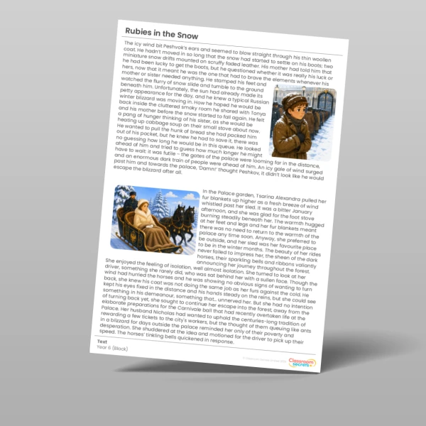 An image of the Rubies in the Snow Black Guided Reading Pack Resource