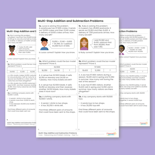 Year 5 Multi-Step Addition and Subtraction Problems Addition and Subtraction Reasoning and Problem Solving