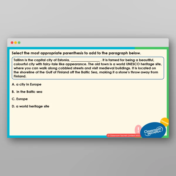 An image of the Parenthesis for Clarity Teaching PPT Resource