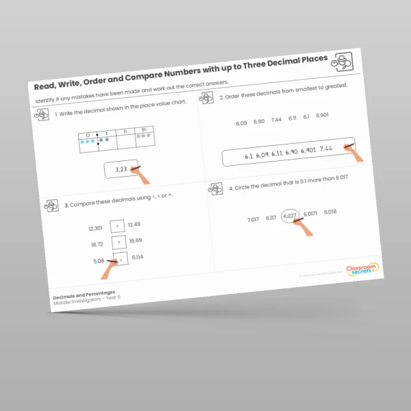 An image of the Decimals and Percentages Mistake Investigators Resource