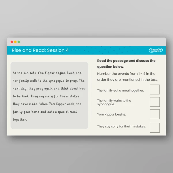 An image of the Rise and Read Yom Kippur Resource